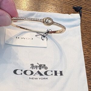 Coach Gold Crystal Accent Thin Bangle Bracelet